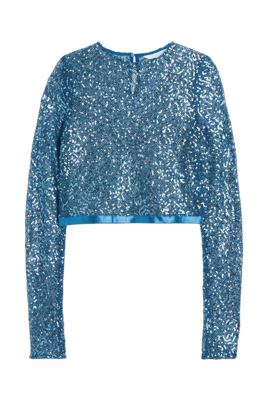

Топ H&M Sequined Crop, синий