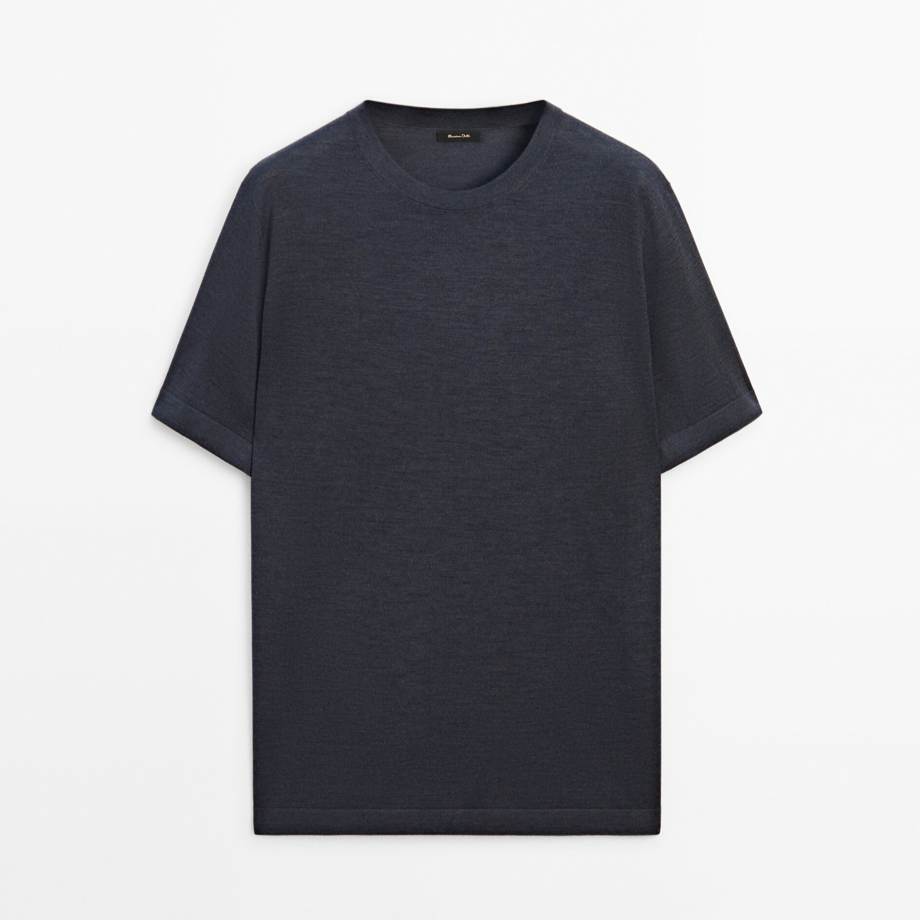 Футболка Massimo Dutti Short Sleeve Wool Blend, темно-серый футболка с коротким рукавом новинка лета 2021 вязаная корейская свободная приталенная рубашка с круглым вырезом джокер пуловер куртка для