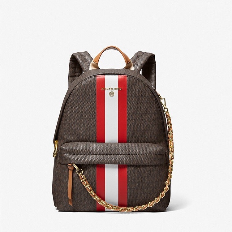 

Рюкзак Michael Michael Kors Slater Medium Signature Logo Stripe Backpack, коричневый/красный