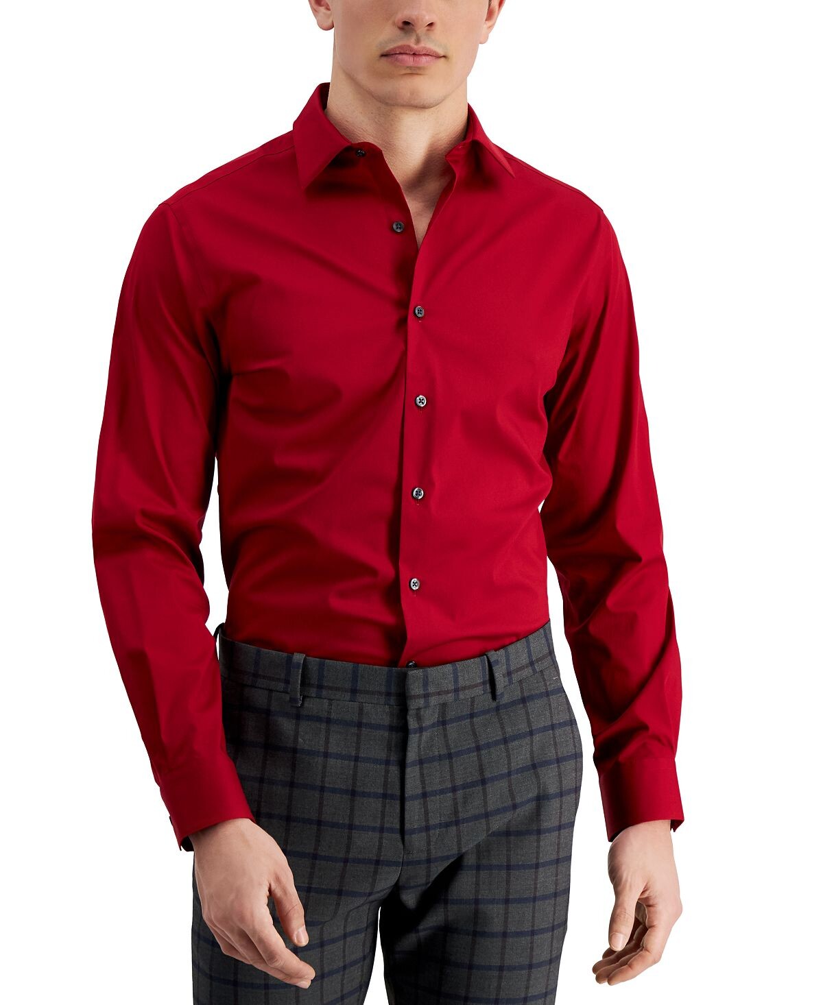 

Мужская классическая рубашка slim fit, растягивающаяся в двух направлениях, устойчивая к пятнам, создана для macy's Alfani