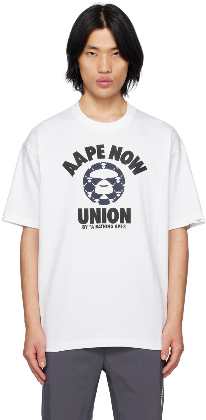 

Белая футболка с принтом AAPE by A Bathing Ape, Белый