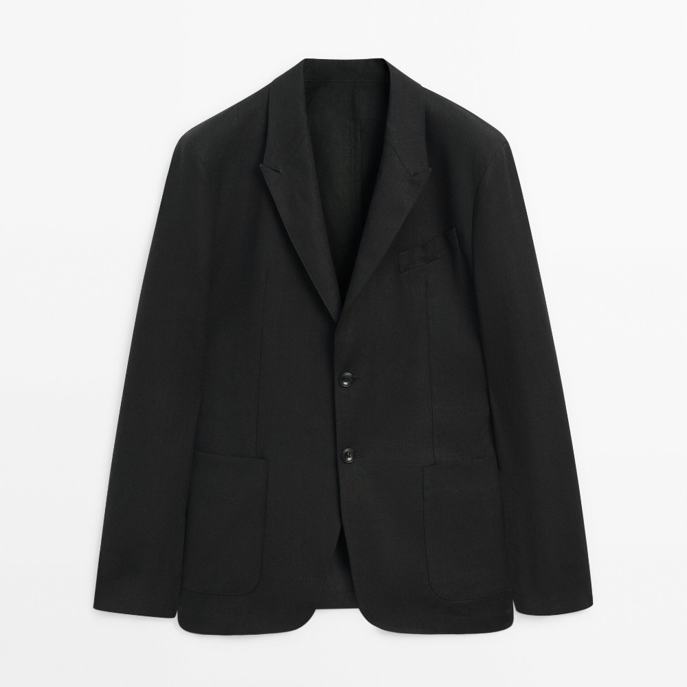 Пиджак Massimo Dutti Linen, коричневый пиджак massimo dutti lapelless linen blend suit черный