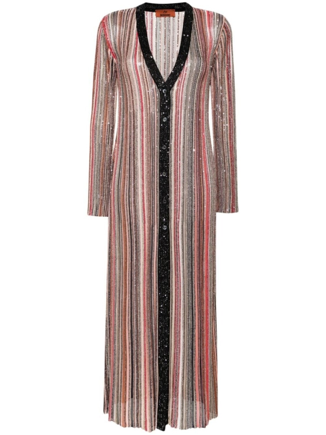 

Missoni длинный кардиган в полоску с пайетками, черный