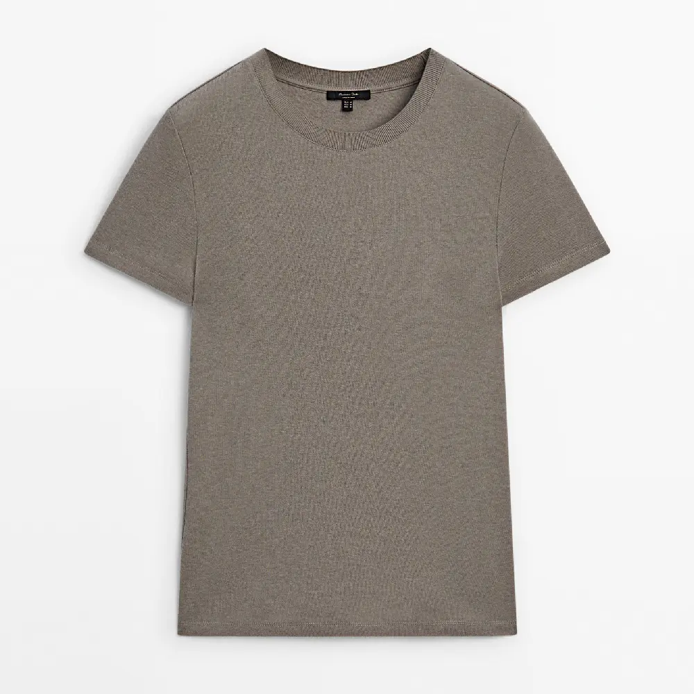 

Футболка Massimo Dutti Short Sleeve Cotton Blend, коричневый