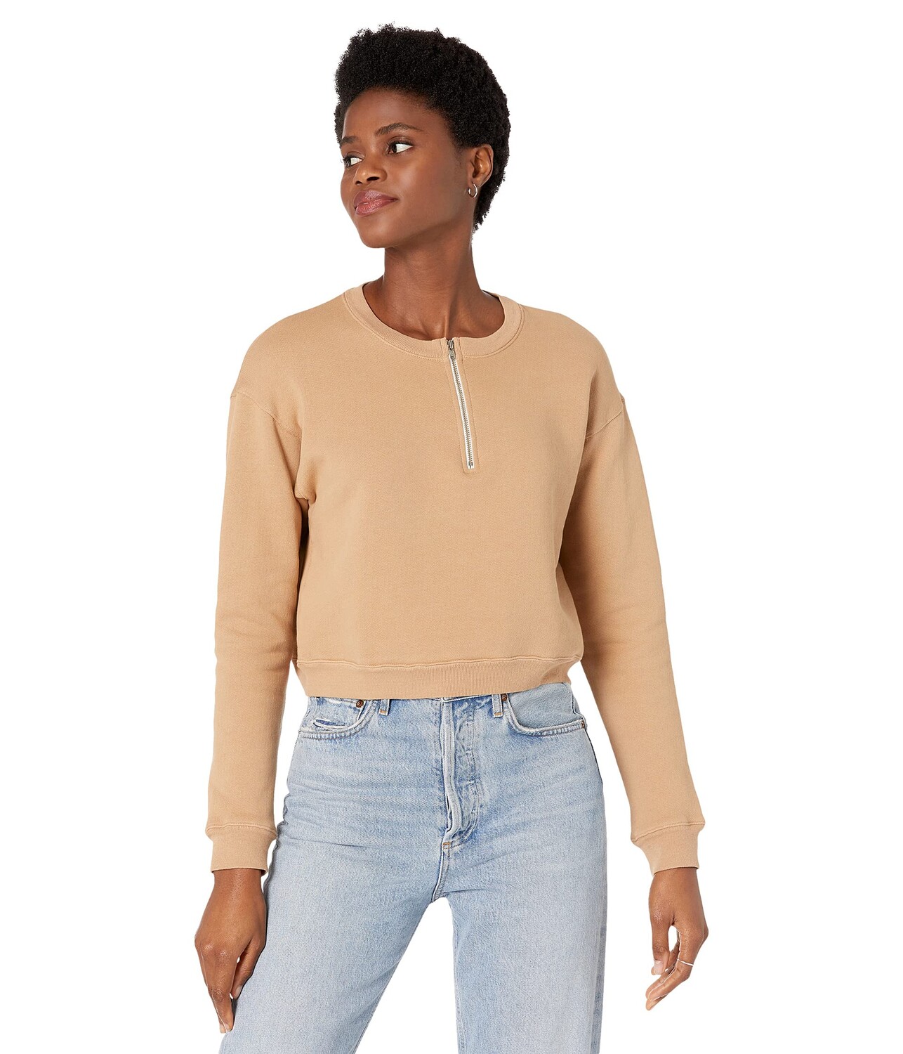 

Худи MONROW, 1/2 Zip Cropped Sweatshirt, Коричневый