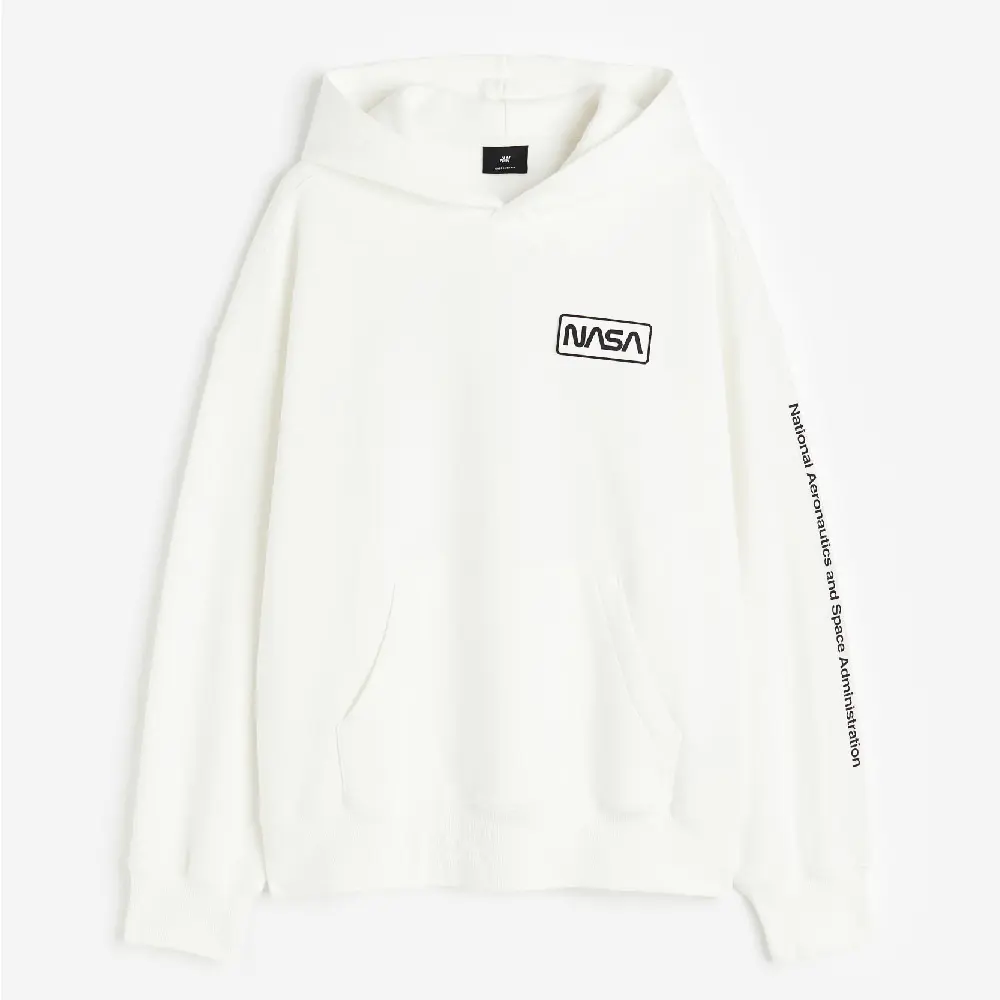 

Толстовка H&M Oversized Fit Printed NASA, белый