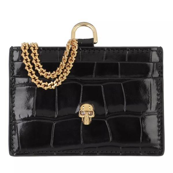 

Кошелек graffiti card holder leather Alexander Mcqueen, черный