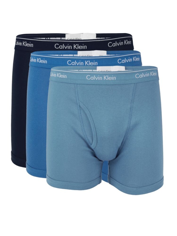 

Комплект из 3 хлопковых боксеров с логотипом Calvin Klein, синий