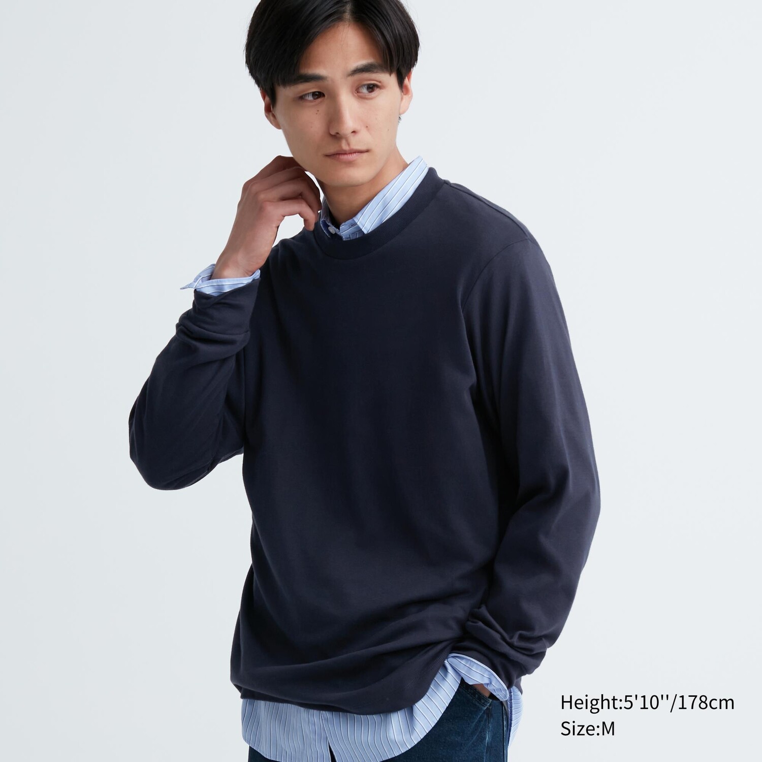 

Лонгслив с начесом Uniqlo, темно-синий
