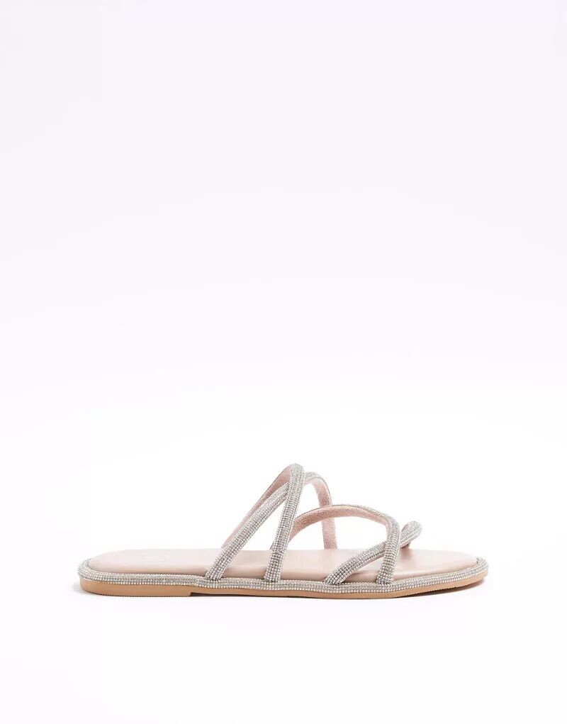 

Розовые кожаные сандалии с ремешками River Island