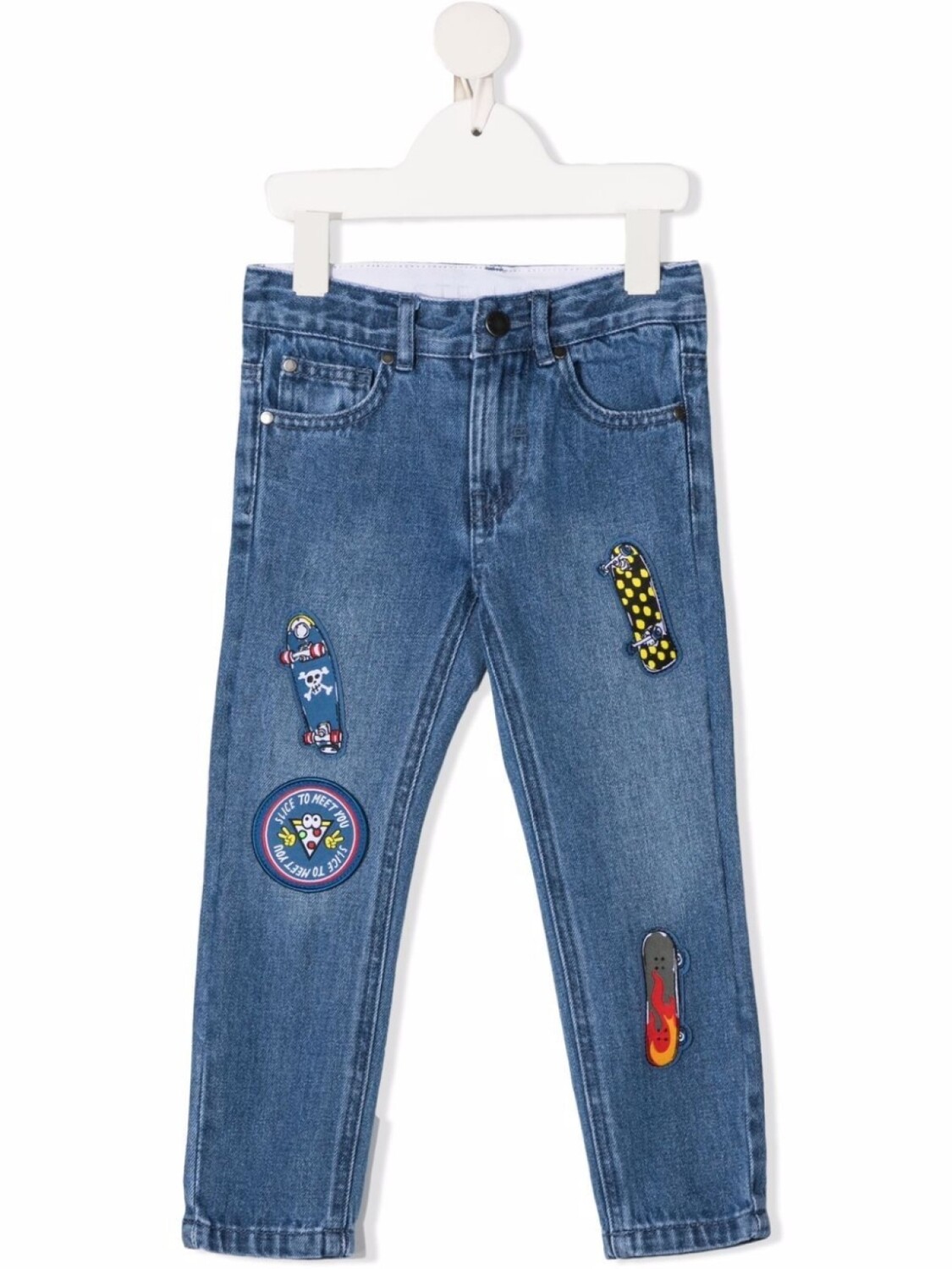 

Stella McCartney Kids джинсы кроя слим с нашивками, синий