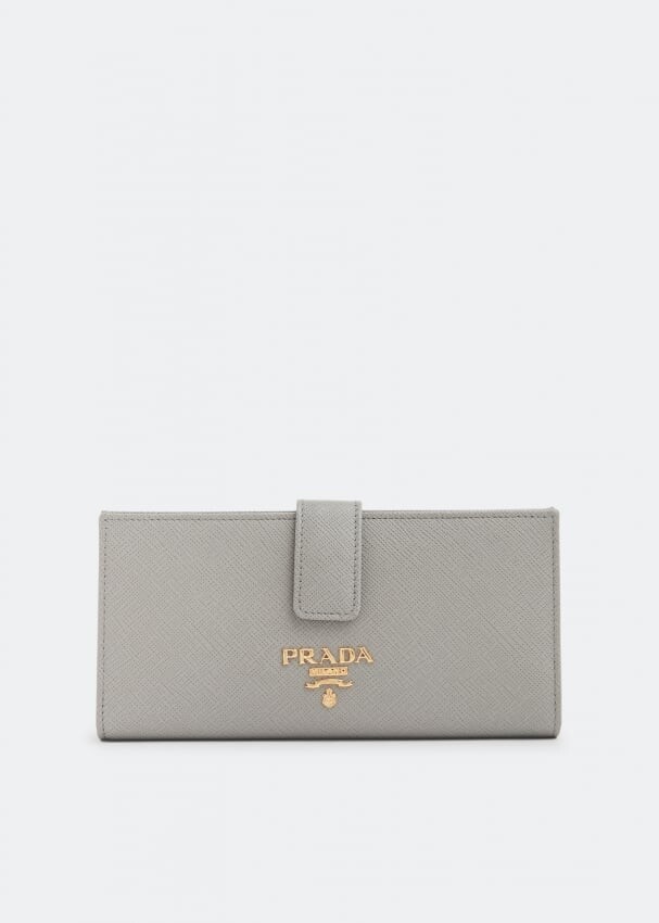 

Кошелек PRADA Saffiano leather large wallet, серый