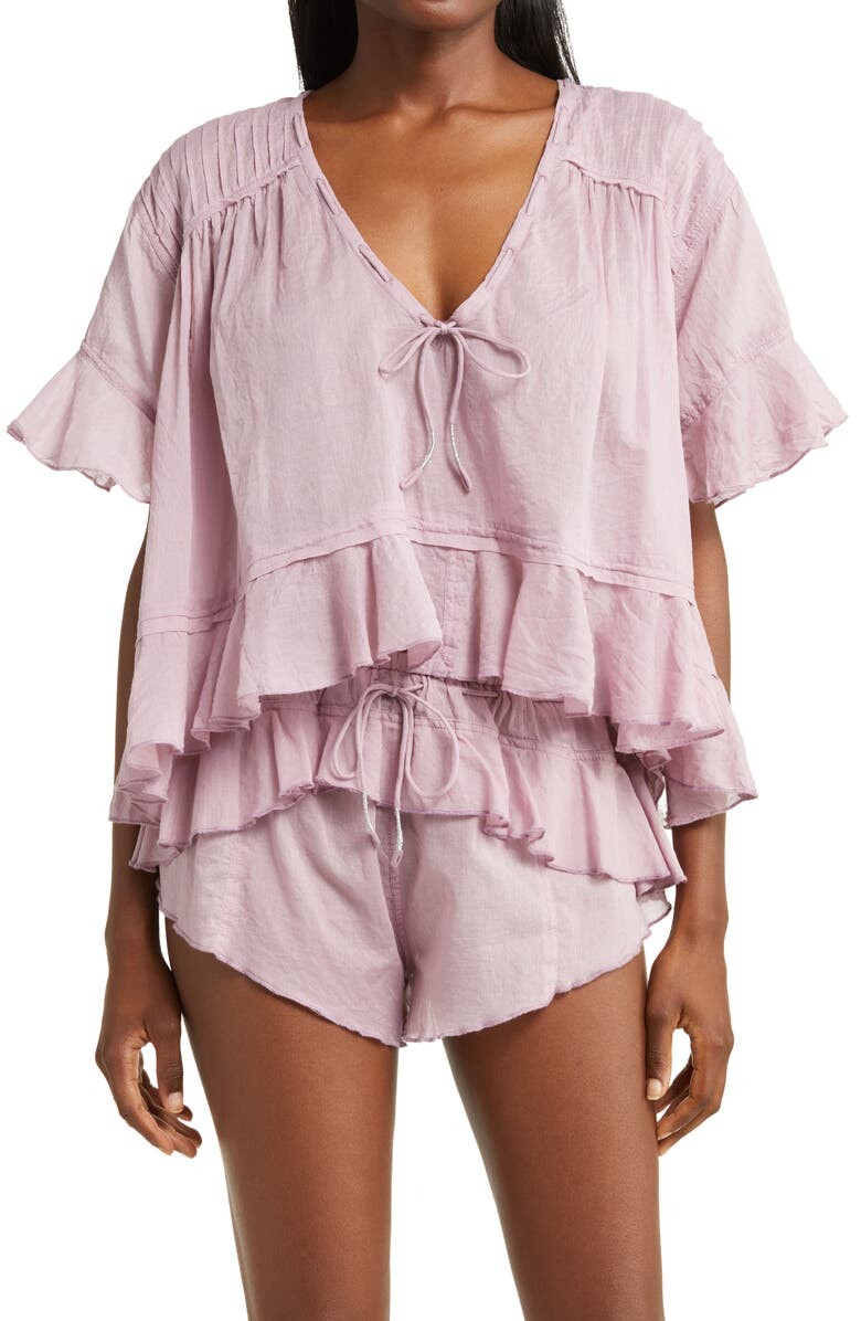 

Полупрозрачная хлопковая пижама с оборками Daydreamer FREE PEOPLE
