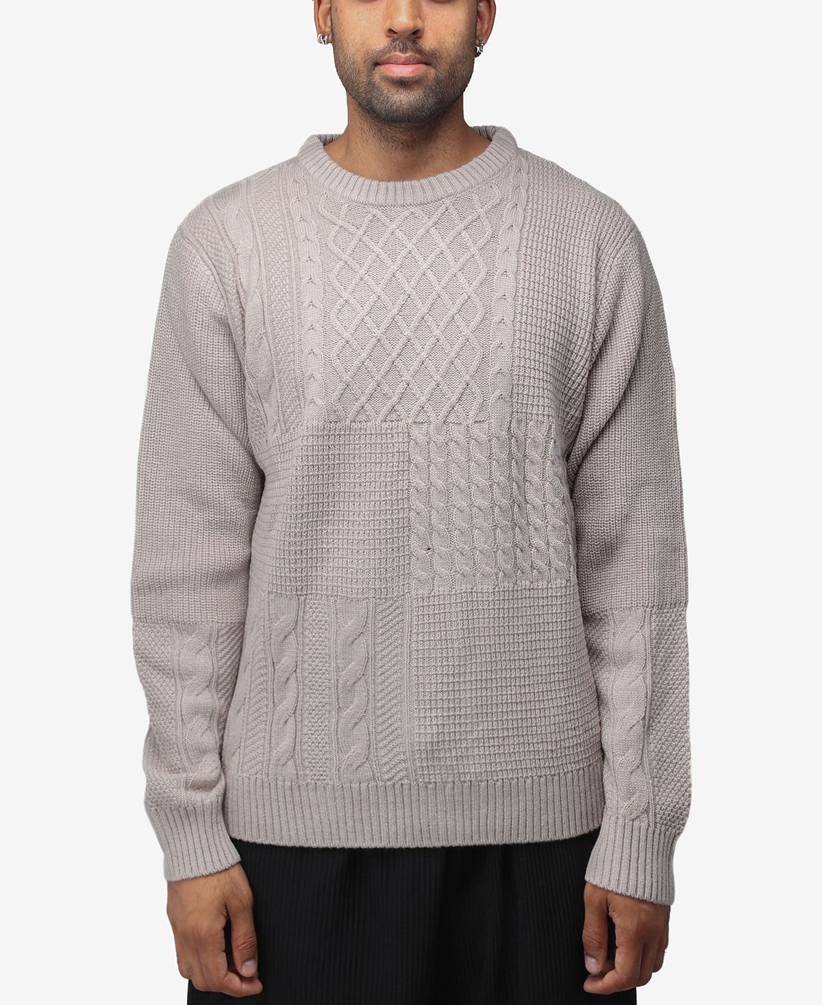 Мужской свитер с круглым вырезом смешанной текстуры X-Ray