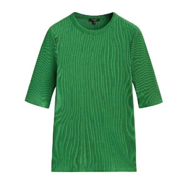 

Футболка Massimo Dutti Ribbed Sleeve, зеленый