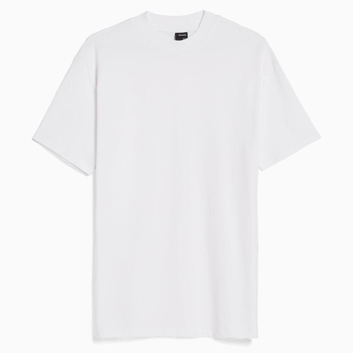 

Футболка Bershka Short Sleeve With High Neck, белый