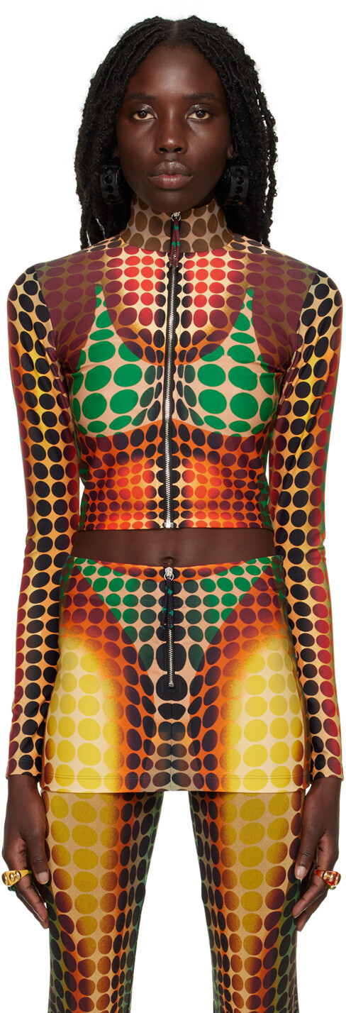 

Коричневая спортивная куртка в горошек Jean Paul Gaultier, Коричневый