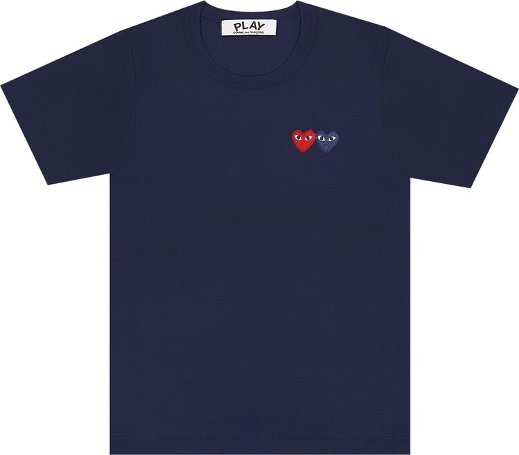 

Футболка Comme des Garçons PLAY Double Heart T-Shirt 'Navy', синий