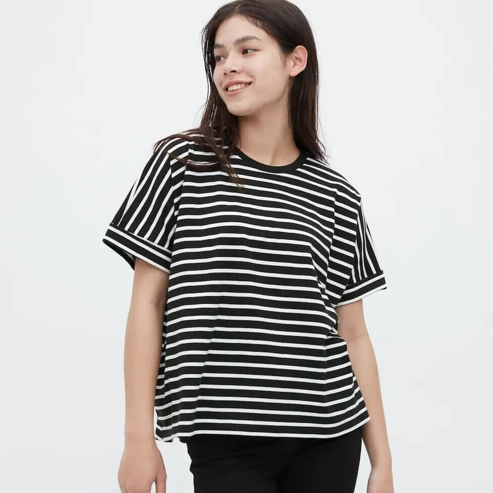 

Футболка Uniqlo Cotton Striped French Sleeved, черный