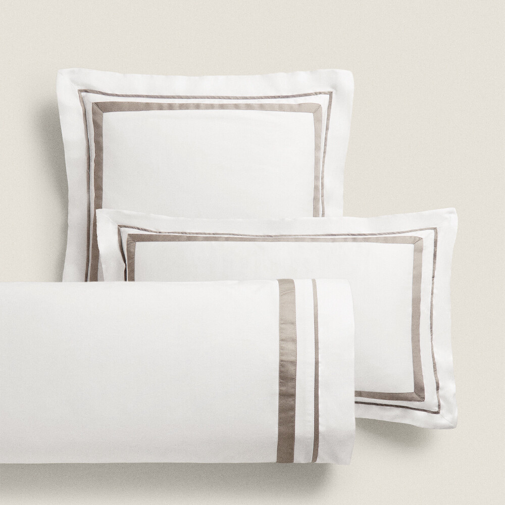 

Наволочка Zara Home With Border, белый/коричневый