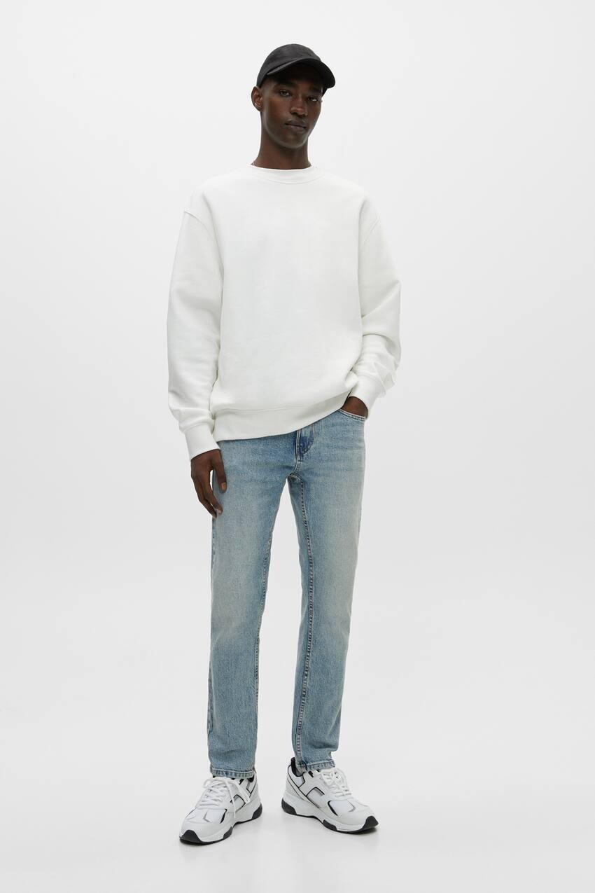 

Синие джинсы скинни базового кроя Pull&Bear, синий