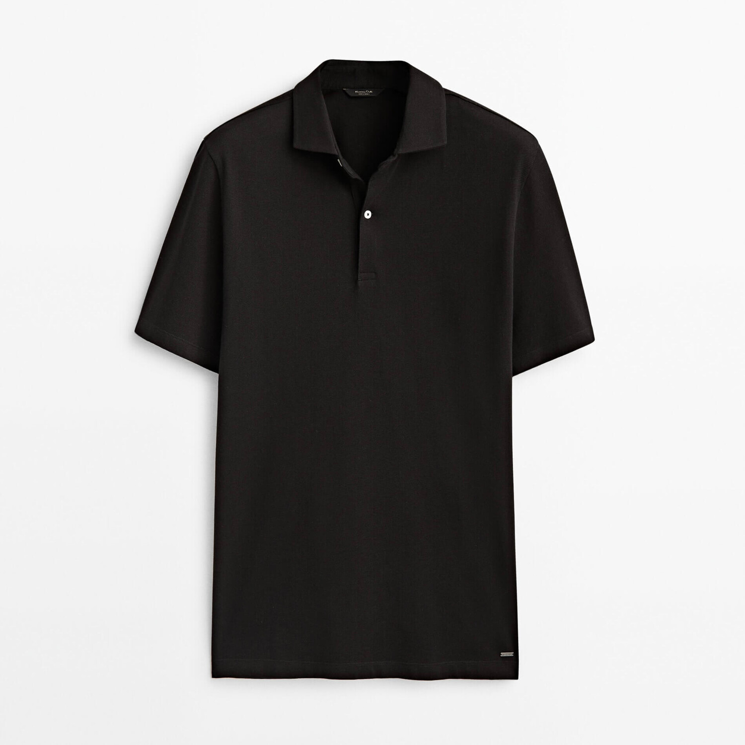 

Рубашка-поло Massimo Dutti Cotton Check Texture Knit, черный