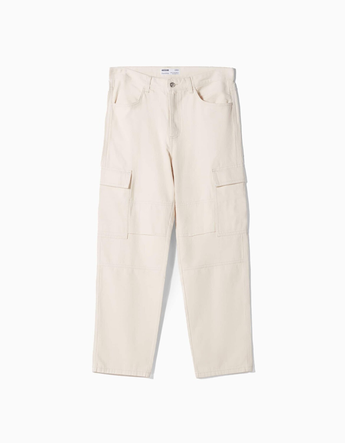 

Джинсы Bershka Wide-leg Cargo, кремовый