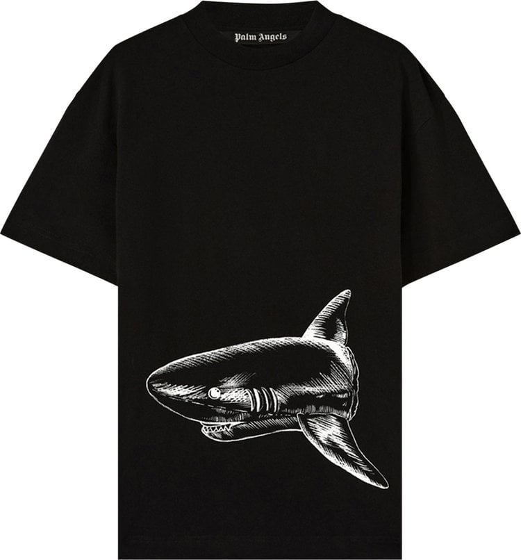 Футболка Palm Angels Broken Shark Classic Tee 'Black', черный - фото