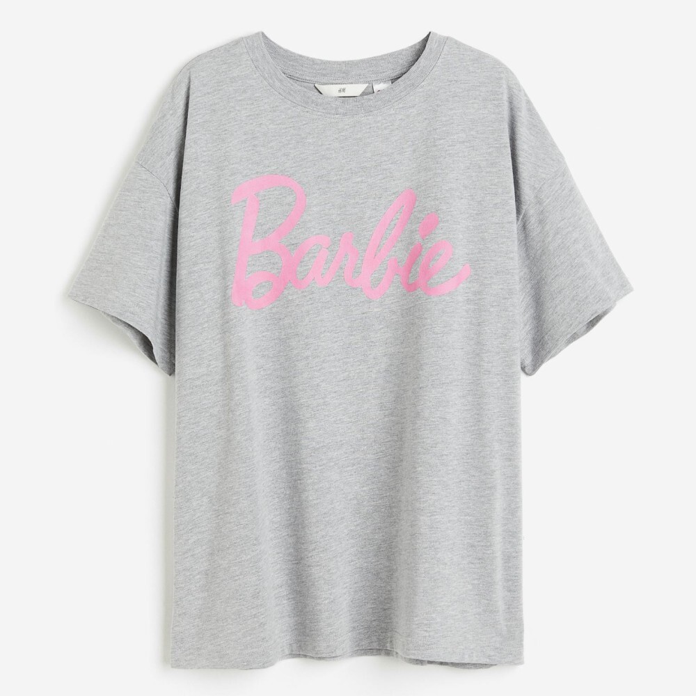 

Футболка H&M Printed Barbie, светло-серый