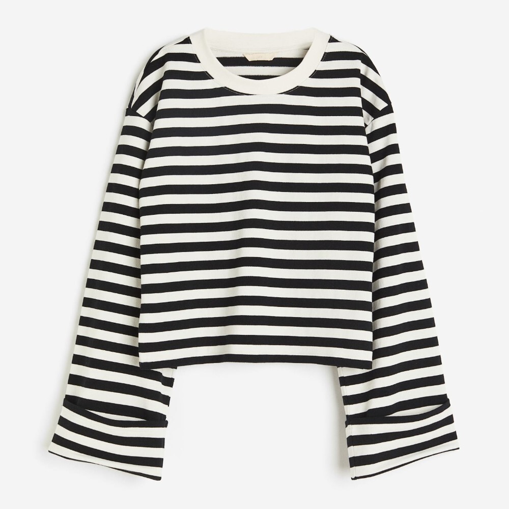 

Топ H&M Cotton, кремовый/черный
