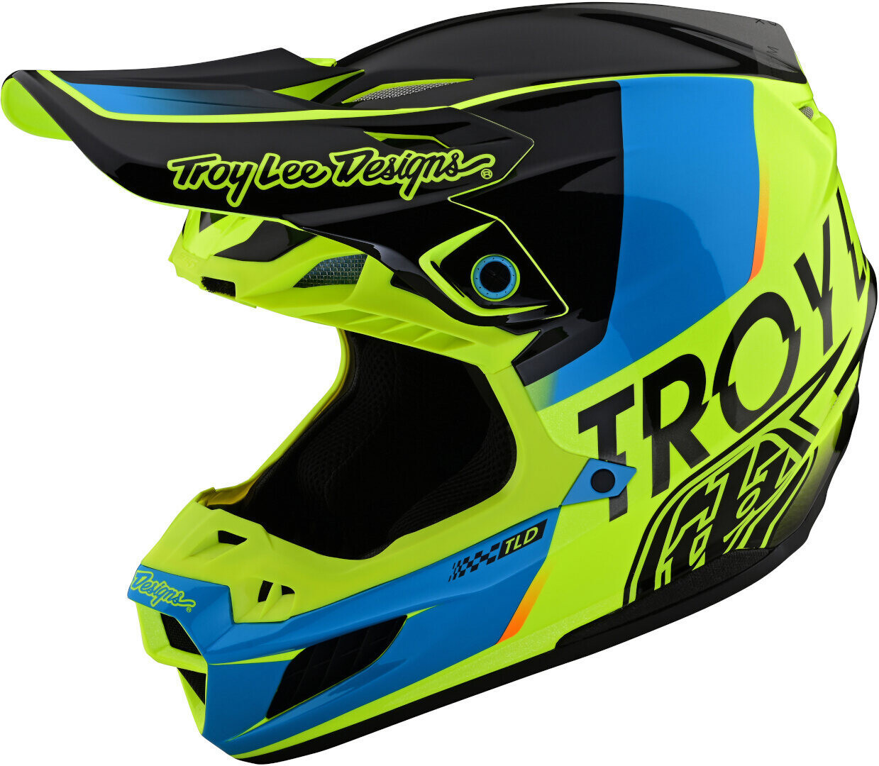 

Troy Lee Designs SE5 Composite Qualifier Шлем для мотокросса, желтый/синий