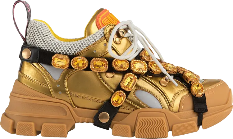 

Кроссовки Gucci Wmns Flashtrek Crystals Gold, злолото