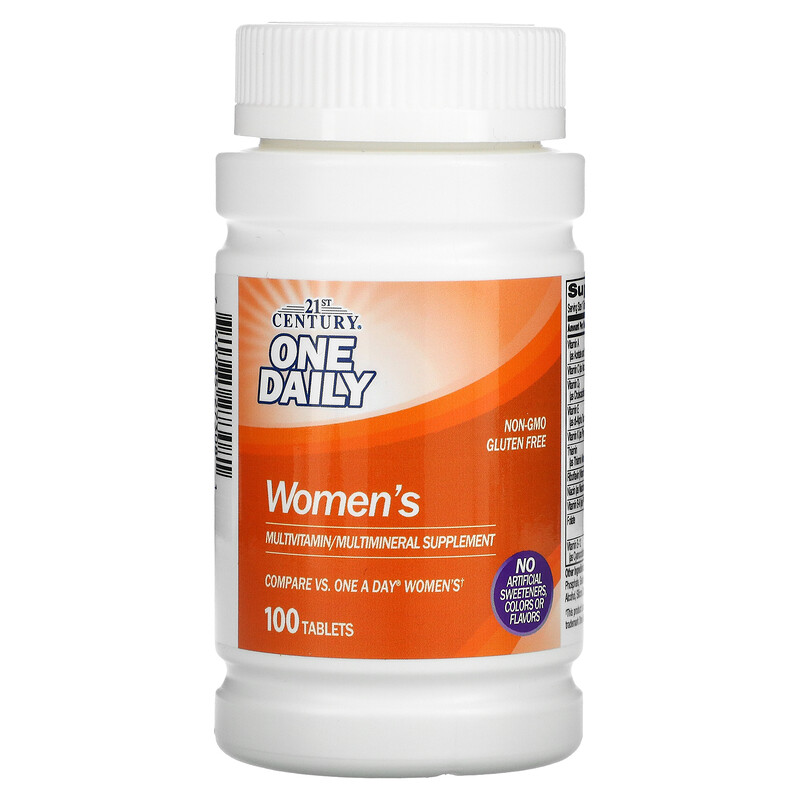 One Daily, мультивитаминная и мультиминеральная добавка для женщин, 100 таблеток, 21st Century комплекс витаминов sentry one daily maximum 21st century 100 таблеток