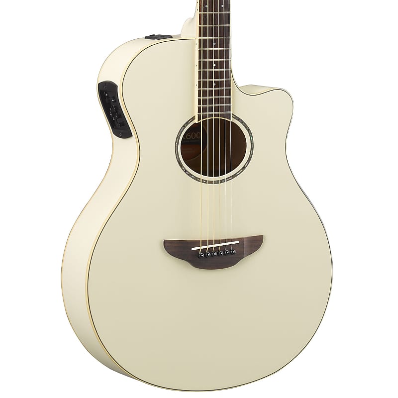 цена Акустическая гитара Yamaha APX600 Thinline, белый винтаж Yamaha APX600 Thinline Guitar,