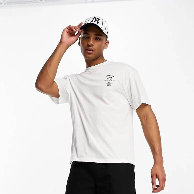 

Футболка Jack & Jones Originals Oversized With Pizza Back Print, белый