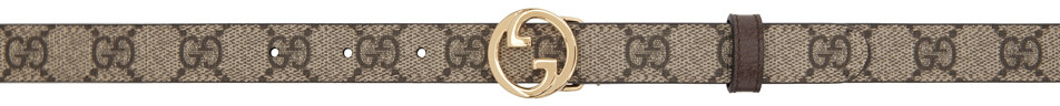 

Коричнево-бежевый ремень с узором GG Gucci