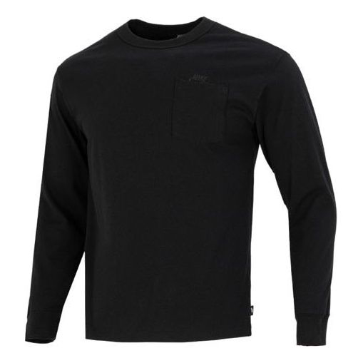 Футболка Men's Nike Solid Color Athleisure Casual Sports Round Neck Long Sleeves Black T-Shirt, Черный цена и фото