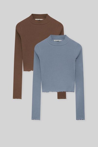 

Набор футболок в рубчик с горловиной Perkins PULL&BEAR
