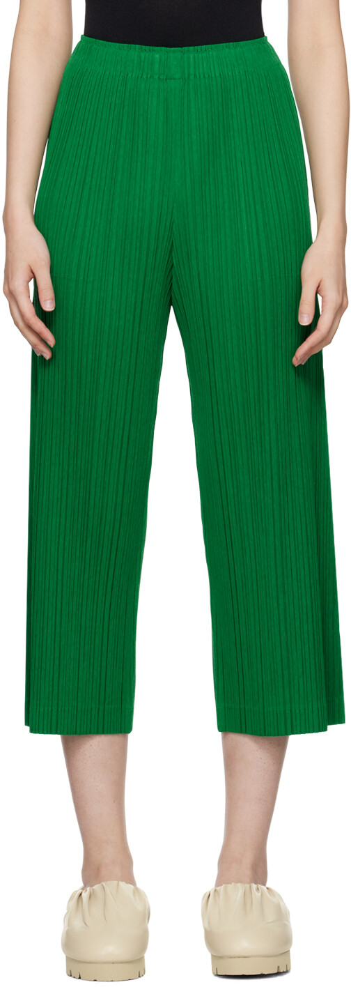 

Зеленые брюки со складками Pleats Please Issey Miyake