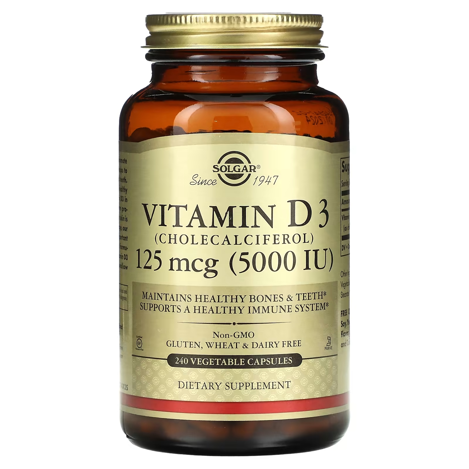 Solgar витамин D3 холекальциферол 125 мкг 5000 МЕ, 240 растительных капсул цена и фото