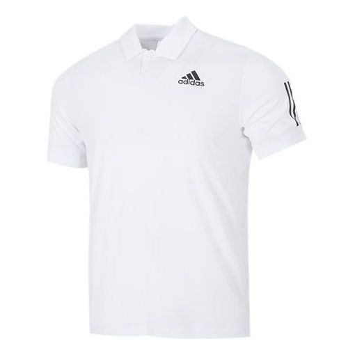 Футболка Adidas Solid Color Stripe Tennis Athleisure Casual Sports Short Sleeve Polo White, Белый