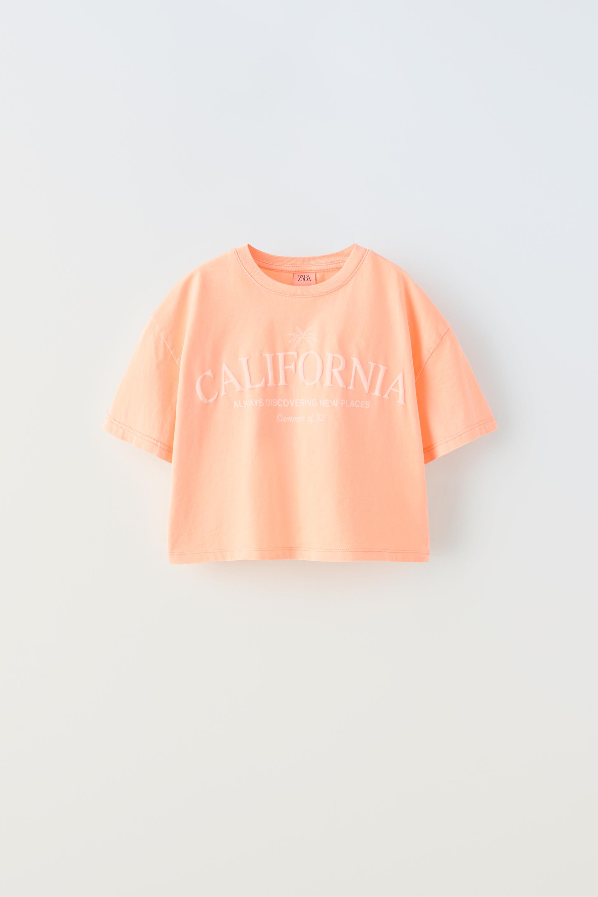 Футболка Zara Printed Raised Slogan, оранжевый trendyol slogan printed knitted pajamas set thmaw22pt0252