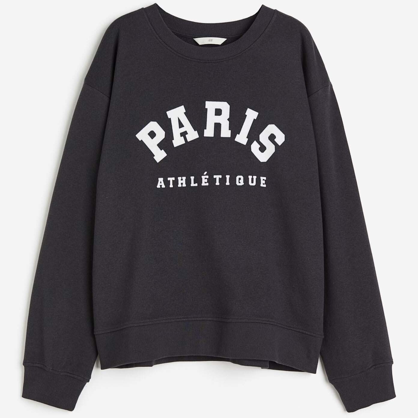 

Свитшот H&M Paris Printed, темно-серый