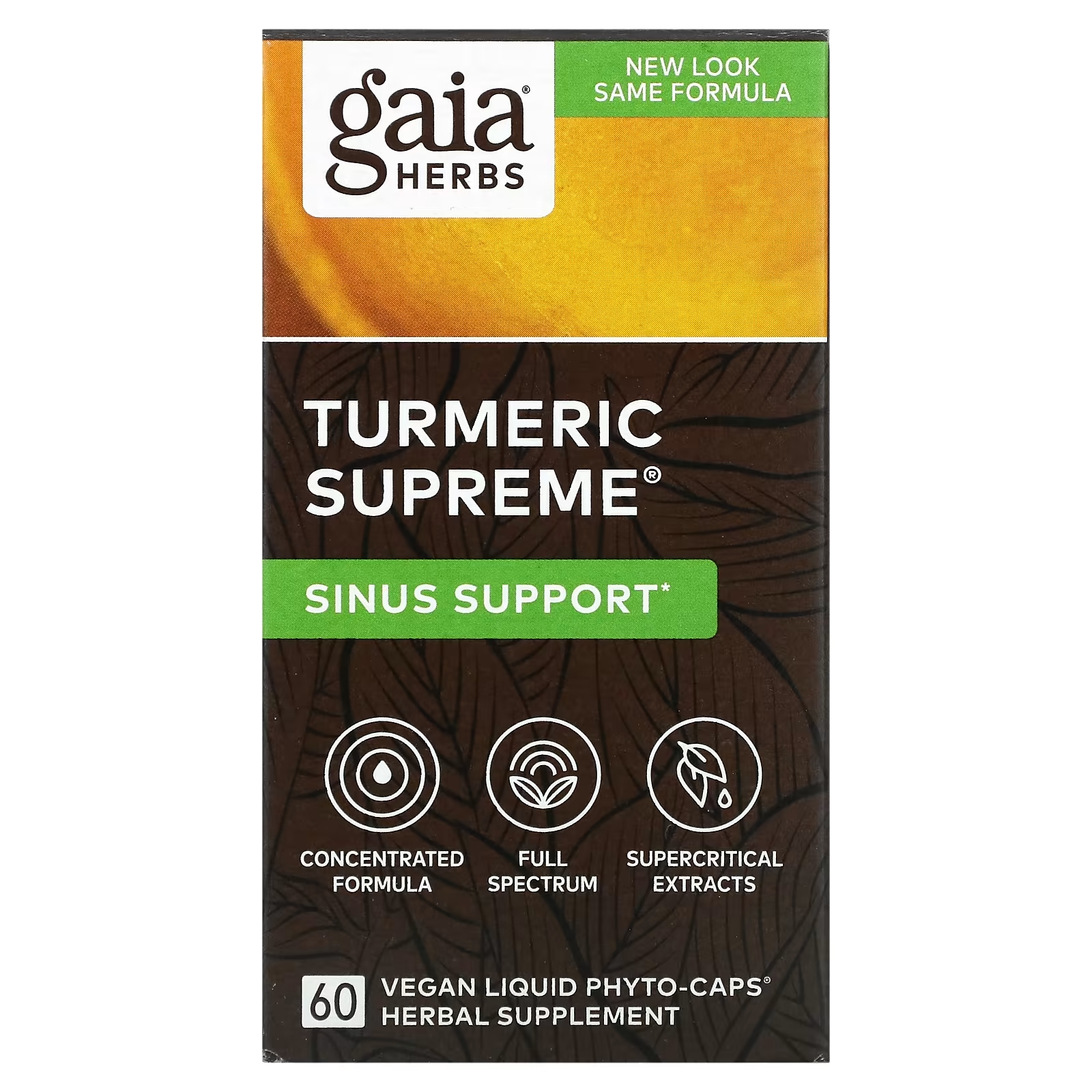 Поддержка Носовых Пазух Gaia Herbs Turmeric Supreme, 60 капсул
