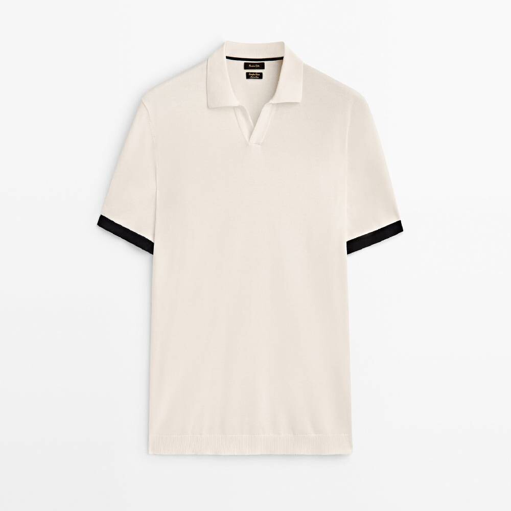 

Свитер с коротким рукавом Massimo Dutti Contrast, кремовый