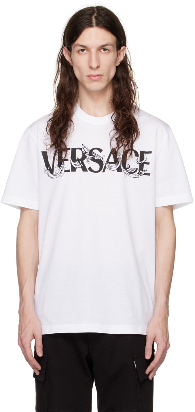 

Белая футболка с силуэтом Barocco Versace, Белый