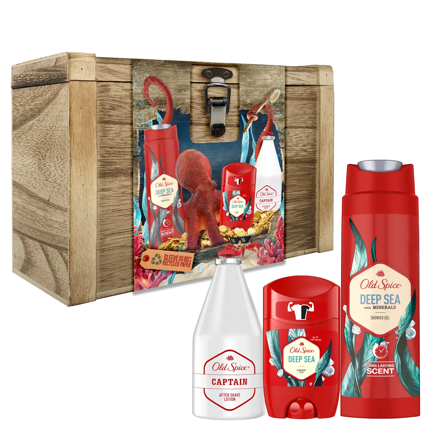 

Old Spice Deep Sea набор: мужской дезодорант-стик, 50 мл + гель для душа, 250 мл + лосьон после бритья, 100 мл