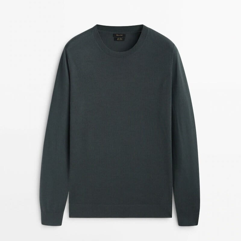 

Свитер Massimo Dutti Crew Neck, темно-зеленый