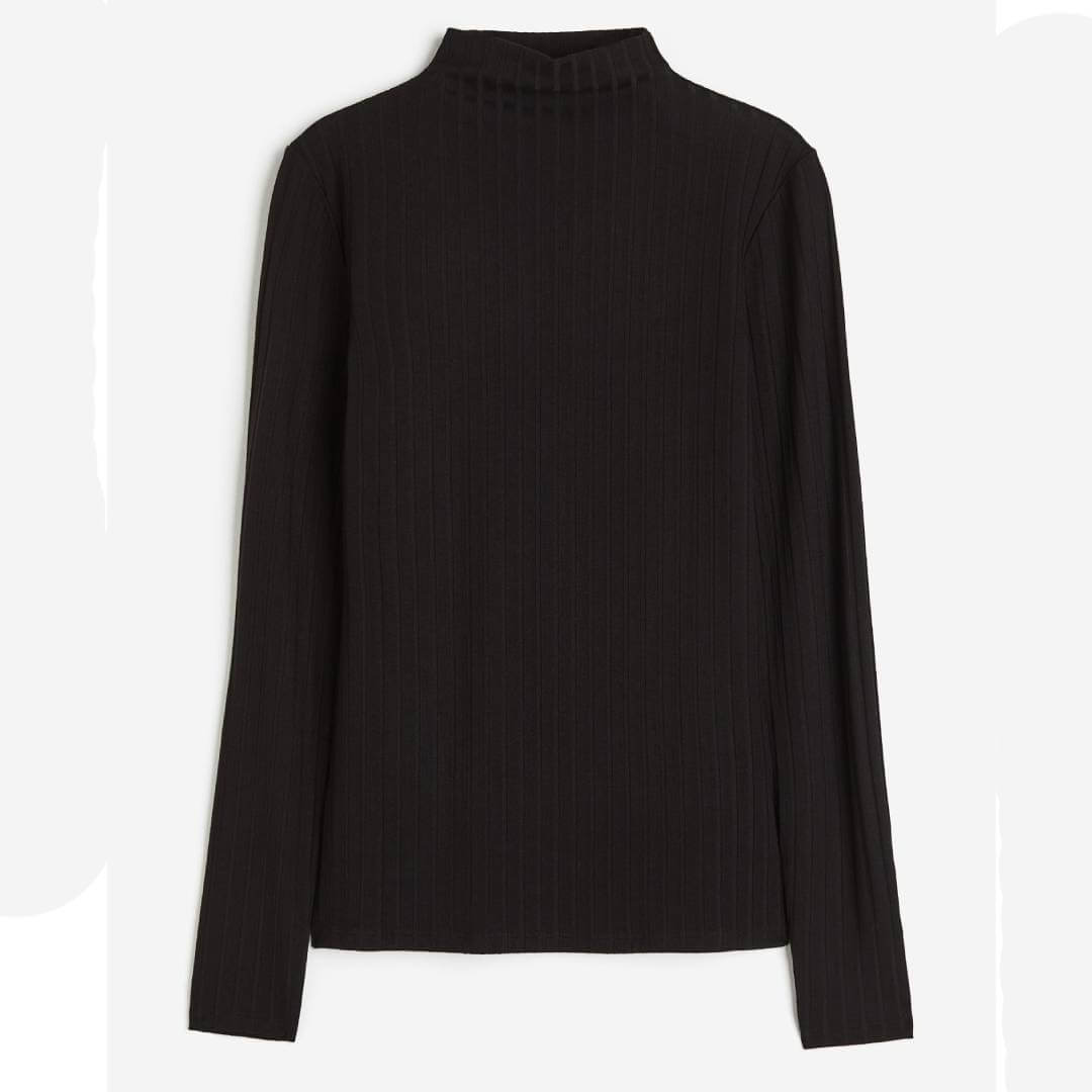 Топ-водолазка H&M Ribbed Mock, черный