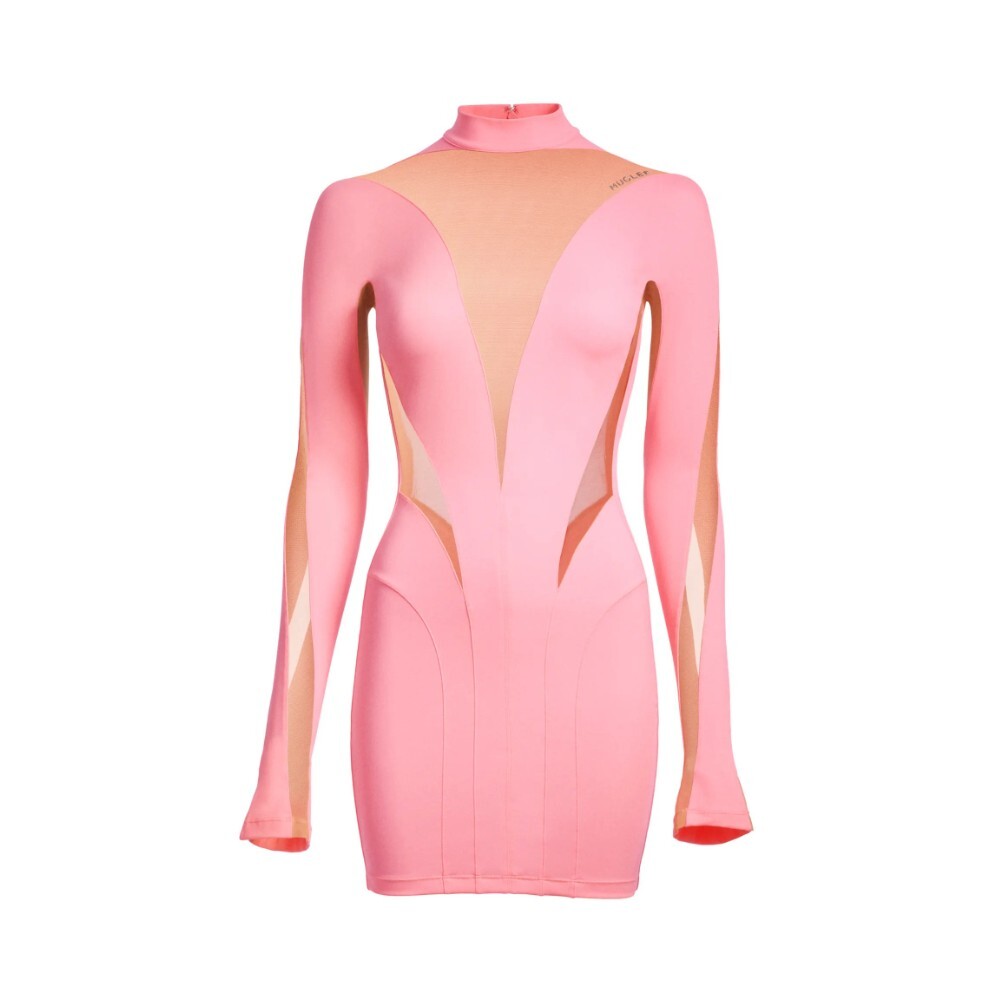 

Мини-платье с сетчатыми вставками Mugler H&M, розовый